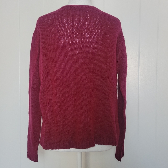 Wooden Ships Believe Christmas Sweater Holiday Acrylic Mohair Wool Burgundy XS - Picture 7 of 9